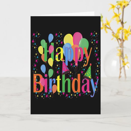 Kleurrijke Gelukkige Verjaardag Kaart (Gele Bloem)
