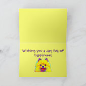 Kleurrijke Gelukkige Verjaardag Pomeranian Kaart (Binnen)