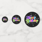 Kleurrijke Gelukkige Verjaardag Regenboog Gekleurd Confetti (Voorkanten)