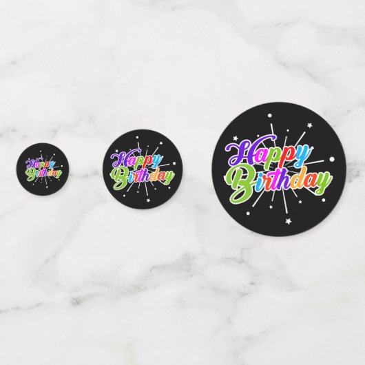 Kleurrijke Gelukkige Verjaardag Regenboog Gekleurd Confetti (Voorkanten)