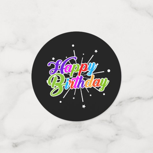 Kleurrijke Gelukkige Verjaardag Regenboog Gekleurd Confetti (Kleine voorkant)