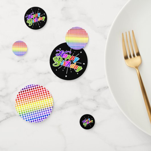 Kleurrijke Gelukkige Verjaardag Regenboog Gekleurd Confetti (Groep)