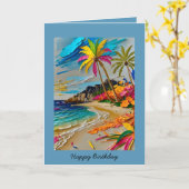Kleurrijke Gelukkige Verjaardag Tropisch aanpasbaa Kaart (Gele Bloem)
