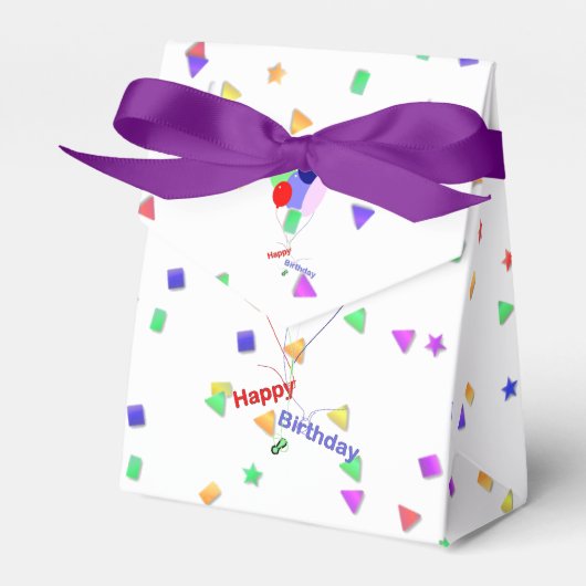 Kleurrijke Gelukkige Verjaardagsballonnen Favor Bo Bedankdoosjes (Voorkant Zijde)