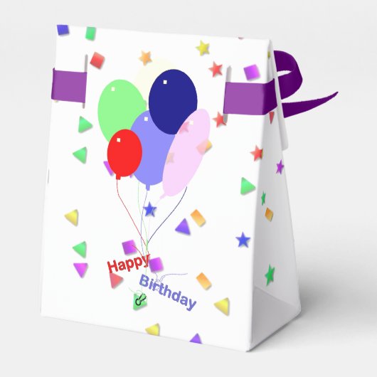 Kleurrijke Gelukkige Verjaardagsballonnen Favor Bo Bedankdoosjes (Achterkant)