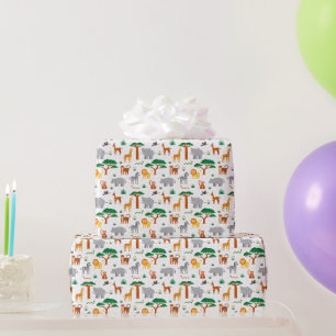 Kleurrijke gelukkige wilde dieren in de savanne cadeaupapier