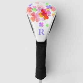 Kleurrijke Geluks Vierbladige Klaver Monogram Golfheadcover