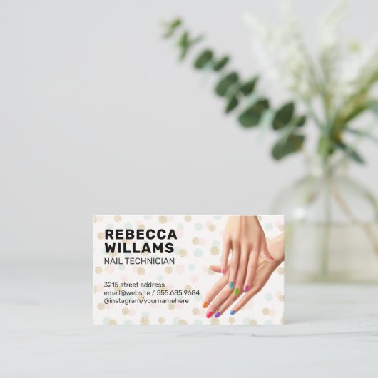 Kleurrijke Gemanicuurde Handen Visitekaartje (Staand voorkant)