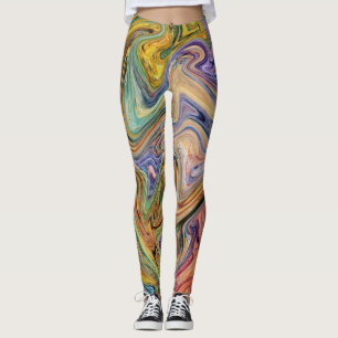 Kleurrijke gemarmerde achtergrond wild patroon leggings