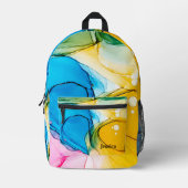 Kleurrijke gemarmerde alcoholinkt bedrukte rugzak (Voorkant)