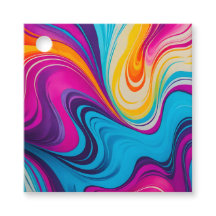 Kleurrijke gemarmerde papieren kunst cadeau Labels