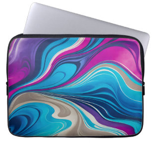Kleurrijke gemarmerde papieren kunst laptop Hoesje Sleeve