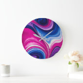 Kleurrijke gemarmerde papieren kunst wandklok (Huis)