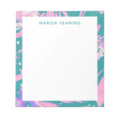 Kleurrijke gemarmerde verf in Roze en Groen met Na Notitieblok (Voorkant)