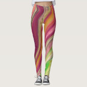 Kleurrijke gemarmerde vloeiende kleuren patroon leggings (Voorkant)