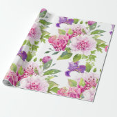 Kleurrijke gemengde bloemen bouquet Peony & Lily Cadeaupapier (Uitgerold)