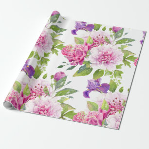 Kleurrijke gemengde bloemen bouquet Peony & Lily Cadeaupapier