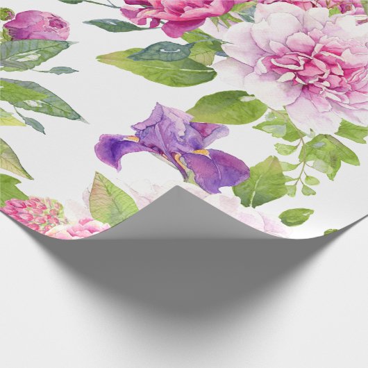 Kleurrijke gemengde bloemen bouquet Peony & Lily Cadeaupapier (Hoek)