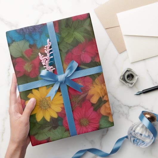 Kleurrijke gemengde bloemen cadeaupapier (Geschenken)