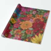 Kleurrijke gemengde bloemen cadeaupapier (Uitgerold)