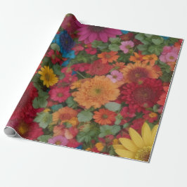 Kleurrijke gemengde bloemen cadeaupapier