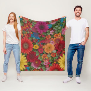Kleurrijke gemengde bloemen fleece deken