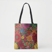 Kleurrijke gemengde bloemen tote bag (Voorkant)
