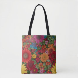 Kleurrijke gemengde bloemen tote bag