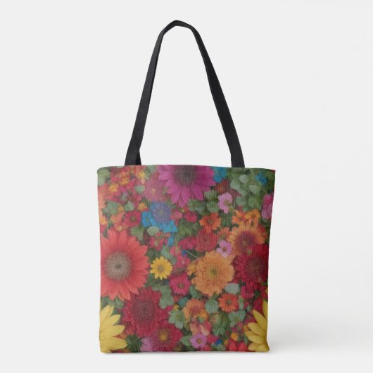 Kleurrijke gemengde bloemen tote bag (Achterkant)