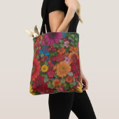 Kleurrijke gemengde bloemen tote bag (Dichtbij)