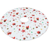 Kleurrijke gemengde kerstversieringen op wit kerstboom rok (Gekanteld)