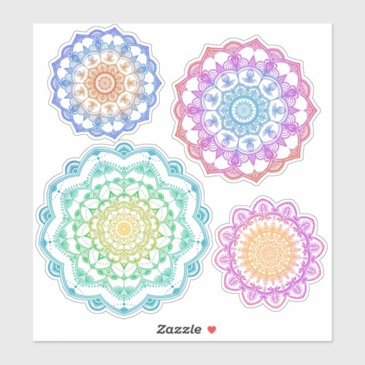 Kleurrijke gemengde mandala set sticker (Vel)