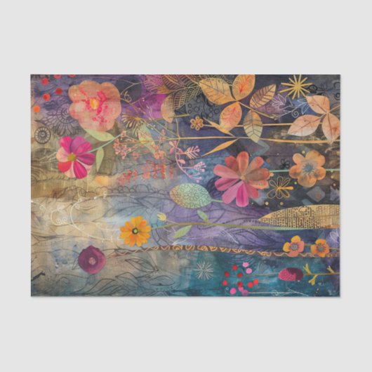 KLEURRIJKE GEMENGDE MEDIA BLOEMCOLLAGE DECOUPAGE TISSUEPAPIER (Voorkant)