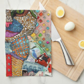 Kleurrijke Gemengde Media Cat Kitten Keukenhanddoe Theedoek (Quarter Fold)