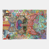 Kleurrijke Gemengde Media Cat Kitten Keukenhanddoe Theedoek (Horizontaal)