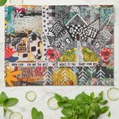 Kleurrijke gemengde media Inspirerend collage Theedoek (Gevouwen)