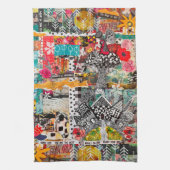 Kleurrijke gemengde media Inspirerend collage Theedoek (Verticaal)