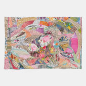 Kleurrijke Gemengde Media Paper Art Kat Keuken Han Theedoek (Horizontaal)