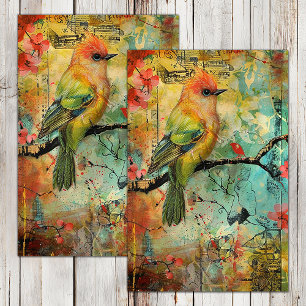KLEURRIJKE GEMENGDE MEDIA VOGEL DECOUPAGE TISSUEPAPIER