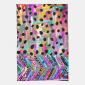 Kleurrijke gemengde medialijnen en Stippen keukenh Theedoek (Verticaal)