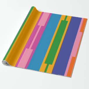 Kleurrijke Geo Chain Geometrische Block Stripes Cadeaupapier