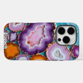 Kleurrijke Geode Mozaïek met Gouden Accenten Case-Mate iPhone Case (Achterkant (horizontaal))