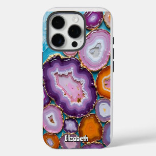 Kleurrijke Geode Mozaïek met Gouden Accenten iPhone 16 Pro Hoesje