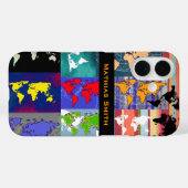 kleurrijke geografische gemengde wereldkaarten Case-Mate iPhone case (Achterkant (horizontaal))