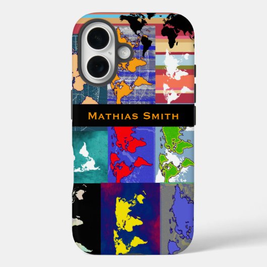 kleurrijke geografische gemengde wereldkaarten Case-Mate iPhone case (Achterkant)