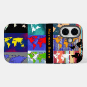 kleurrijke geografische gemengde wereldkaarten Case-Mate iPhone case (Achterkant (horizontaal))