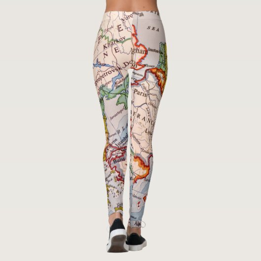 Kleurrijke Geografische Wereldkaart Leggings (Achterkant)