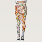 Kleurrijke Geografische Wereldkaart Leggings (Voorkant)