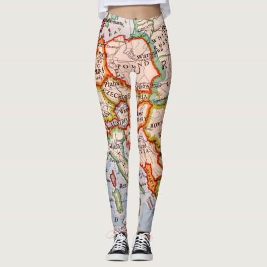 Kleurrijke Geografische Wereldkaart Leggings (Voorkant)