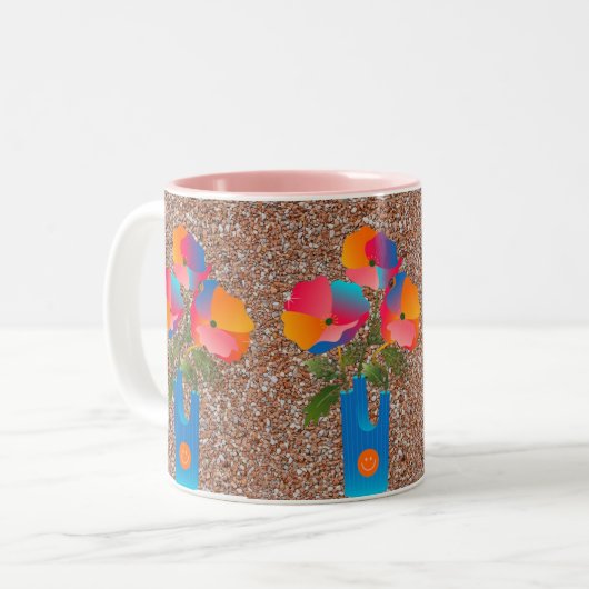 Kleurrijke Geometric Flower Art Coffee Mok (Voorkant links)